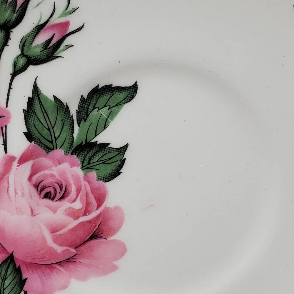 Royal Vale Teacup and Saucer Pink Flowers Vintage